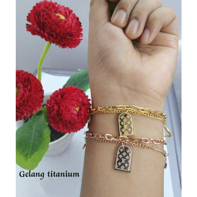 Fourfashion Gelang Titanium Rantai LV Premium S173