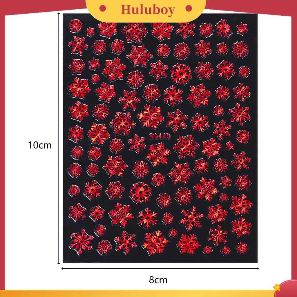Huluboy Huluboy♡ Stiker Kuku Motif Snowflake Natal Untuk Manicure Charms