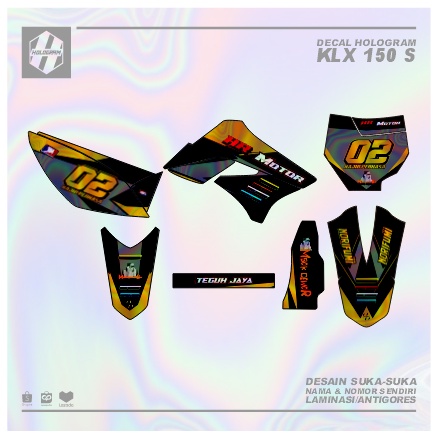 DECAL HOLOGRAM KLX 150 S/L (001) DEKAL STIKER PELANGI STICKER BUNGLON DTRACKER LAMA FULLBODY HITAM A