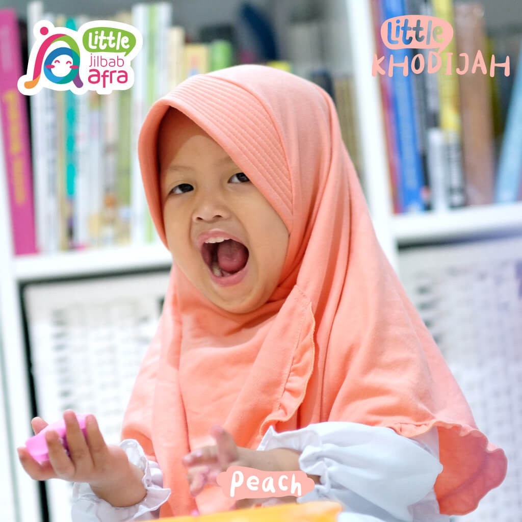 Jilbab Instan Anak Little Khodijah Peach - Little Jilbab Afra - Bahan Kaos, Adem &amp; Lembut