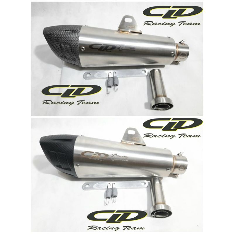 SILINCER CLD RACING SHARK SERIES LONG CARBON DAN HITAM DOFF