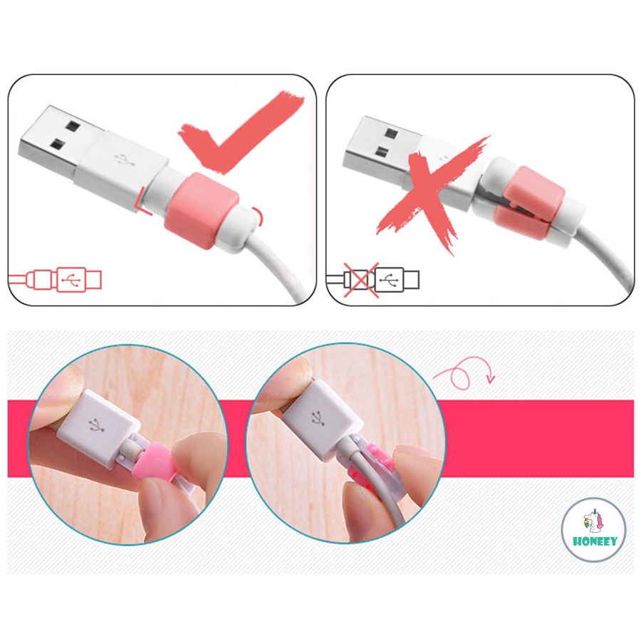 Cable Bite 4pc Pelindung Kabel Data / Charger USB Untuk IPhone / Samsung