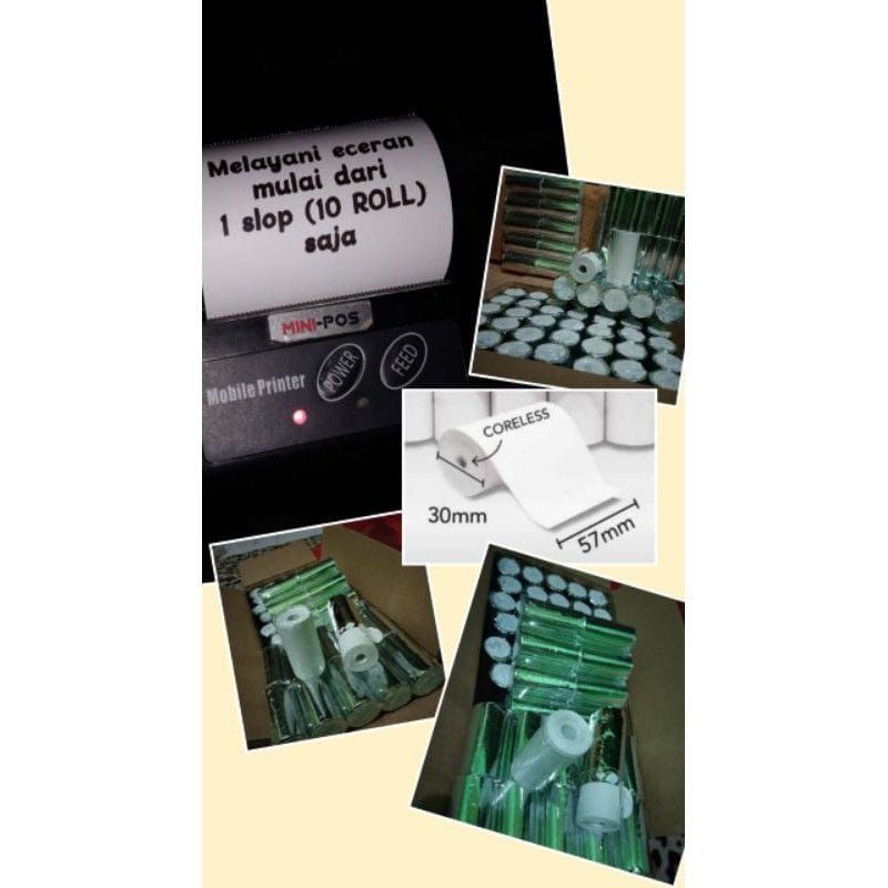 

KERTAS TERMAL 56-57X30 PAPER ROLL EDC MINI PRINTER BLUETOOH STRUK KASIR TOKO RESTORAN & LOKET