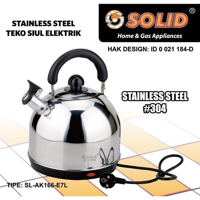 Solid Teko Siul Elektrik AK-166 E7L Kettle Listrik 7 Liter