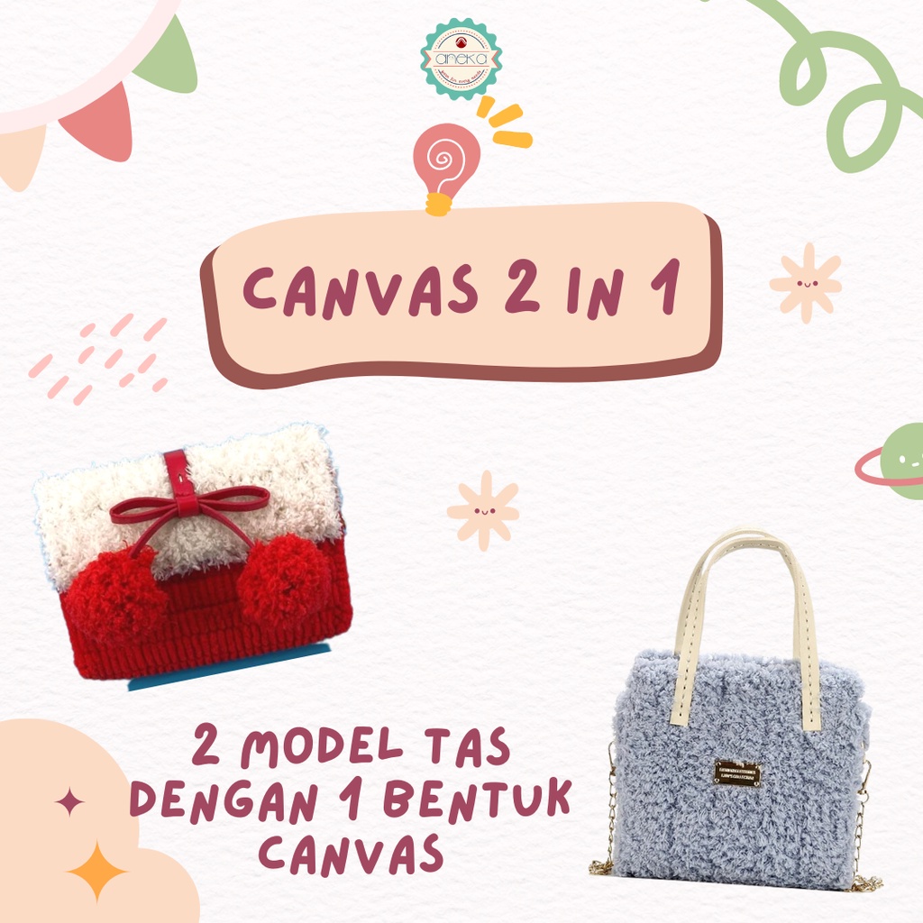 AnekaBenang - Canvas Plastic / Kanvas Plastik Bentuk Tas 2 IN 1