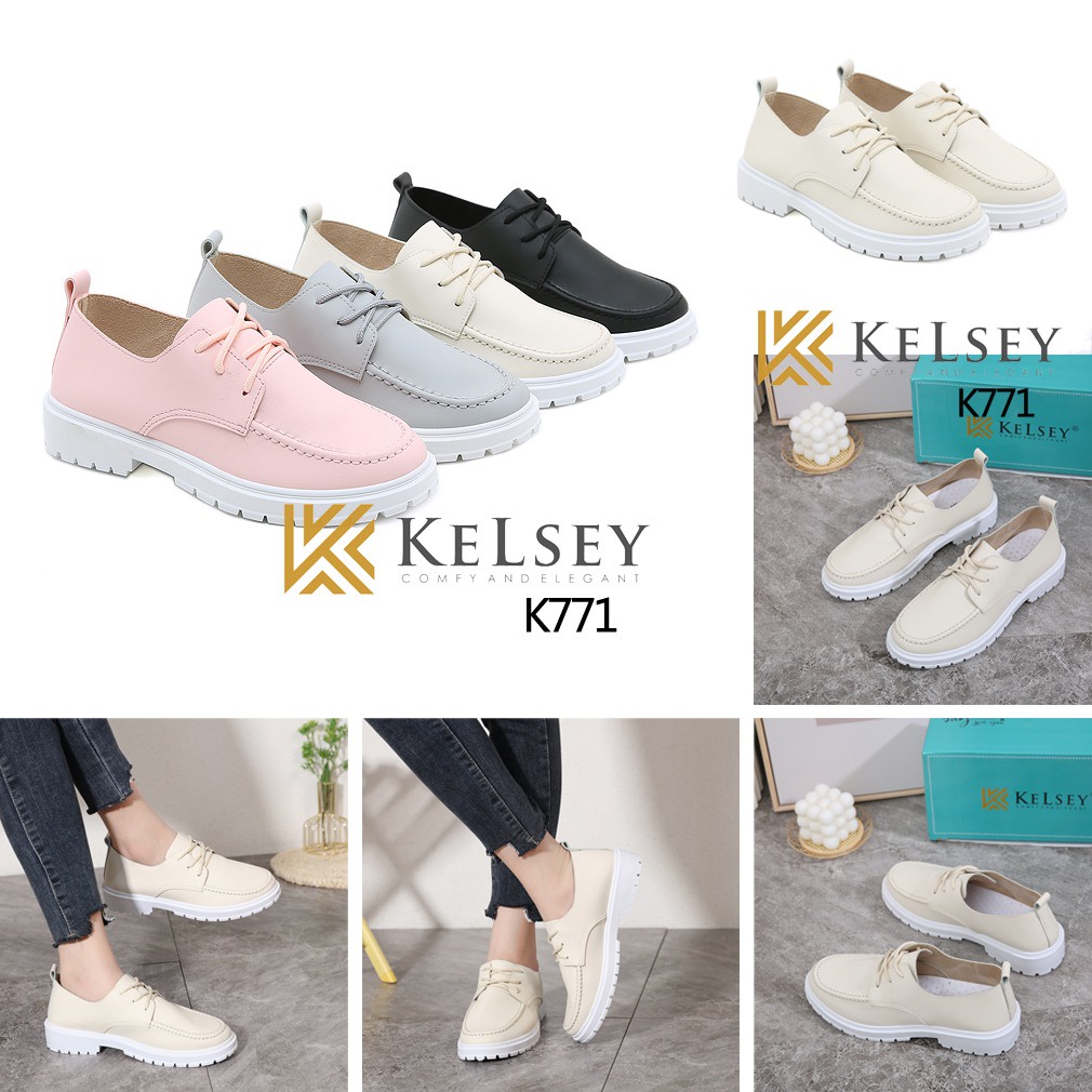 (Gratis Sandal Random) Sepatu Loafers Kulit Wanita Kelsey K771