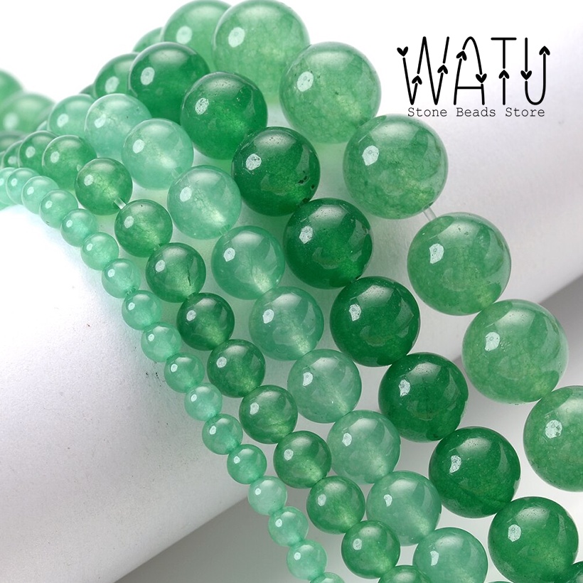 Manik Batu Alam Hijau Giok Green Aventurine Stone Beads