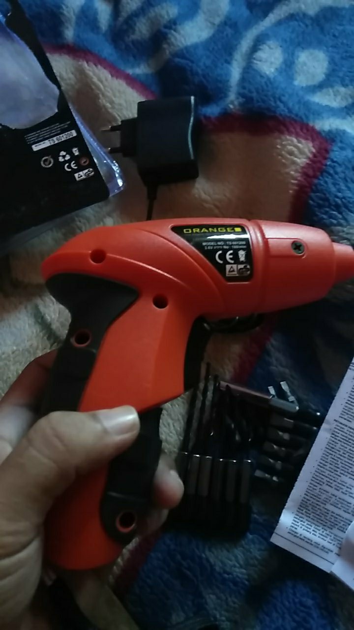 Mesin Bor Mini Cordless Drill 3.6v Orange Bonus Mata Bor Obeng Set Diy