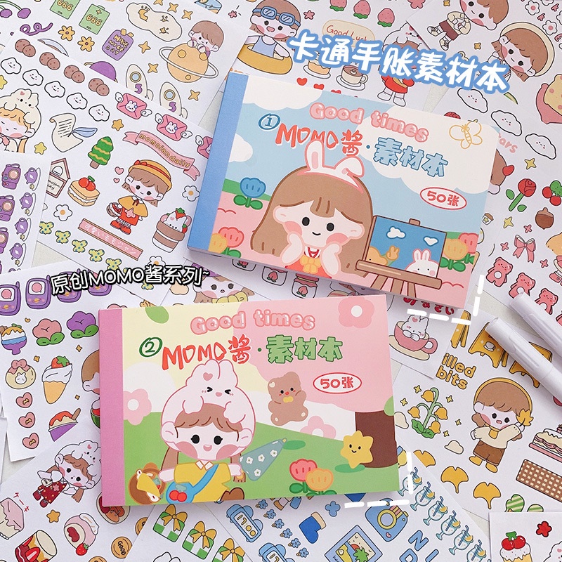 

50 Pcs Lembar Set Sticker PET DIY Scrapbook Stiker Hias Lucu