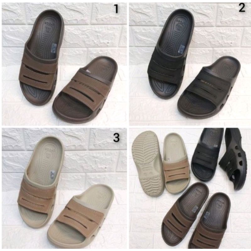 Crocs Yukon Mesa Slide 2 Sandal Selop Kulit Suede Pria Dewasa Sendal Karet Terbaru