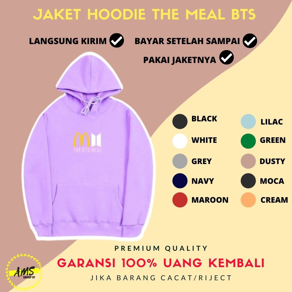Jaket Hoodie Sweater THE BTS MEAL MCD Cod Switer sweter Jaket BT21 KPOP BTS Meal MCD Murah Premium