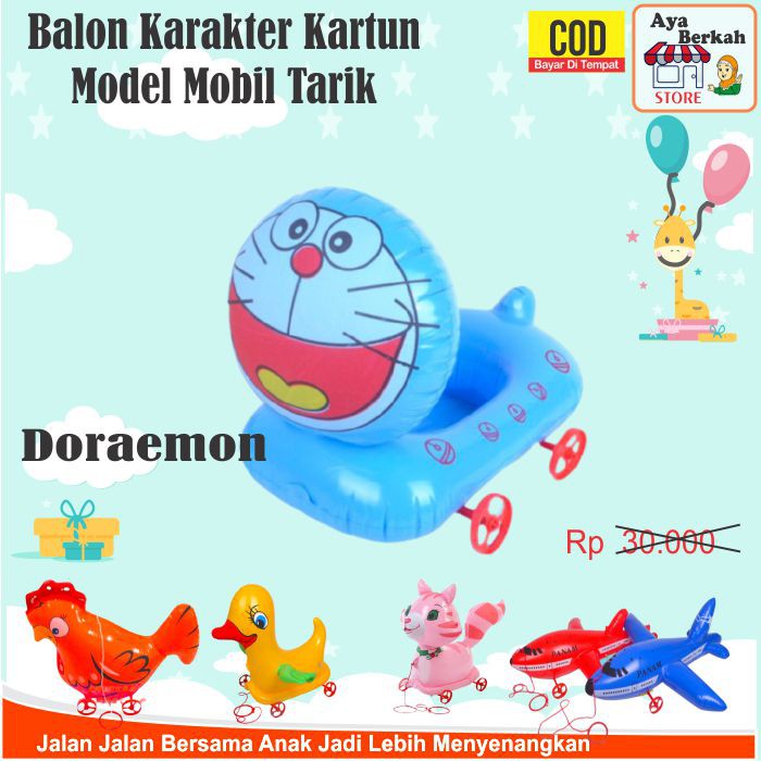 Balon Pvc Karakter Tiup Mainan edukasi anak Model Mobil Tarik hewan cocok hadiah ulang tahun