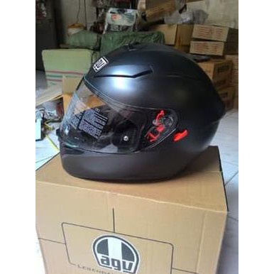 Helm AGV K3 SV Solid Black Dopp Hitam Doff Visor Fullface K3SV Dop
