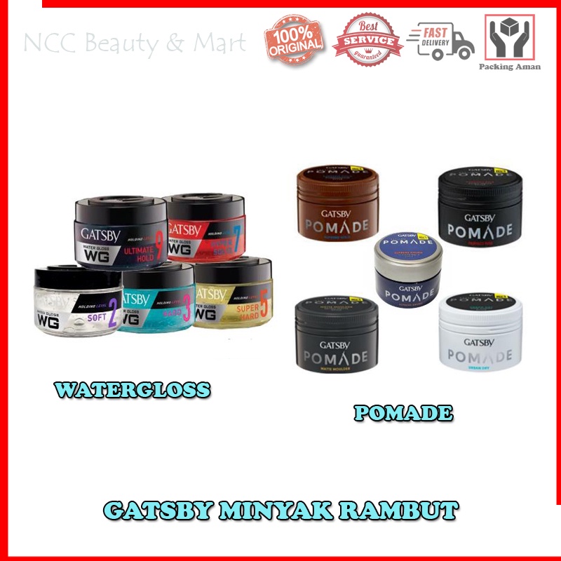 * NCC * Gatsby  Minyak Rambut Watergloss Dan Pomade for Men Super Hard Hyper Sold Mini Hair Styling Pria