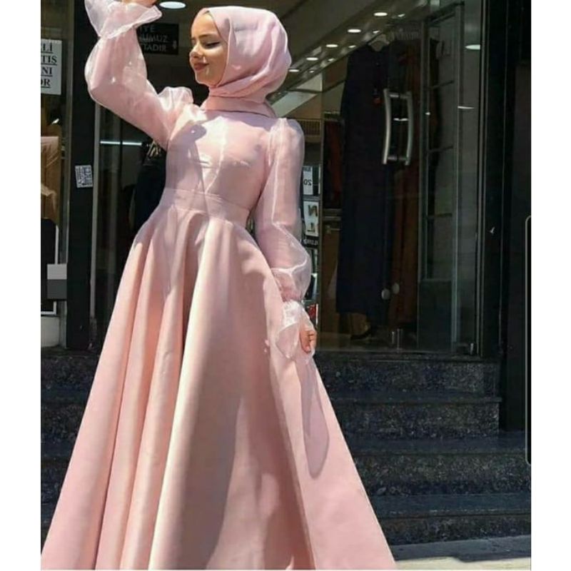 Raihsa Organza dress/Dress kondangan/ Gamis Jumbo Murah/Gamis pesta