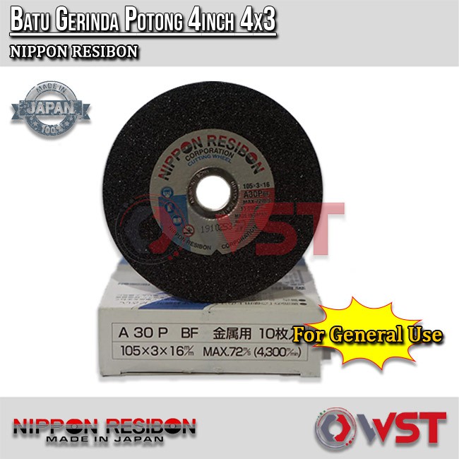 Nippon Resibon Batu Gerinda Potong 4inch 4x3 / Cutting Wheel