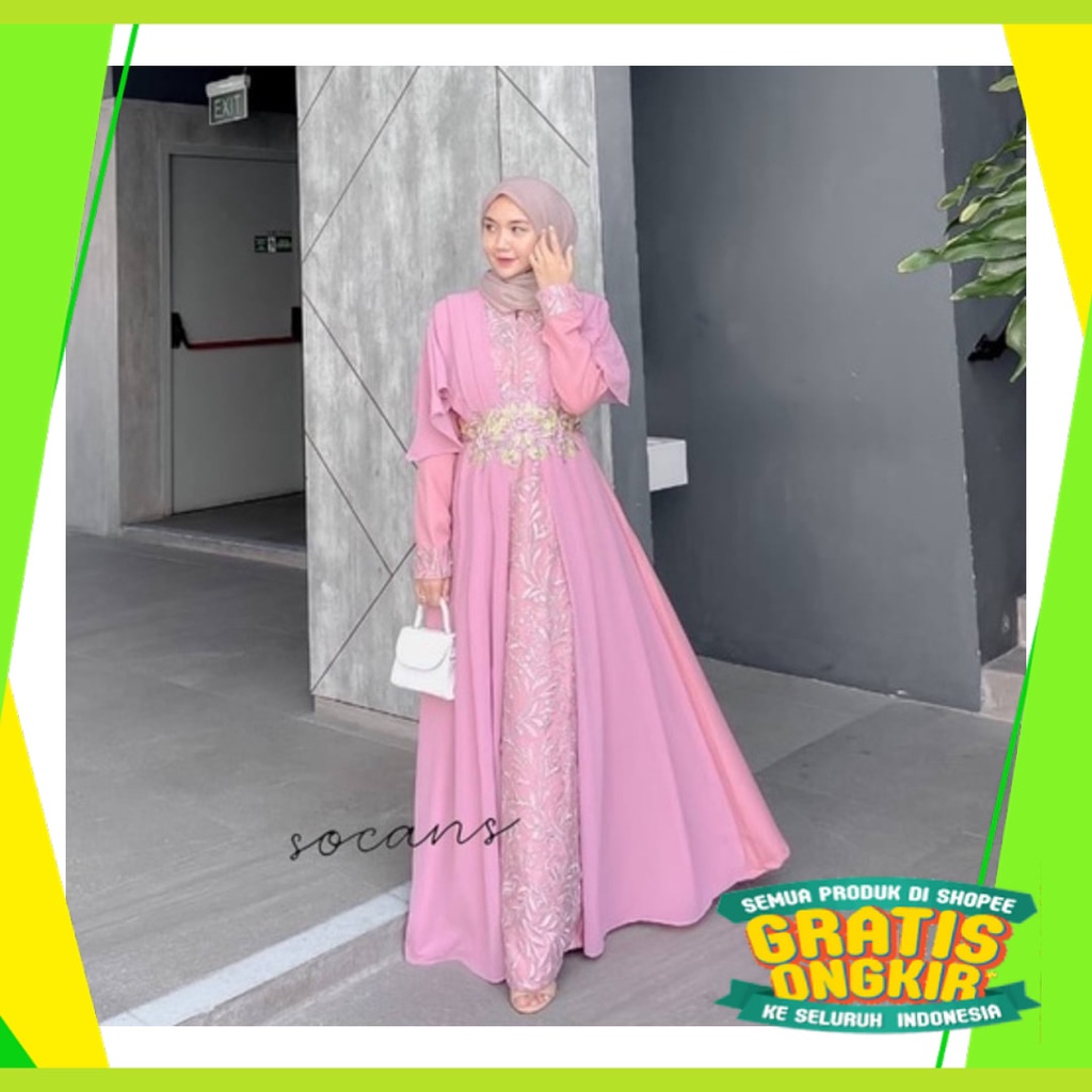 Maxi Hijau ijo Green Lumut Stabilo Lemon Jotol Botol /  MAXI GHAYA syari GAMIS busui lebaran SERAGAM