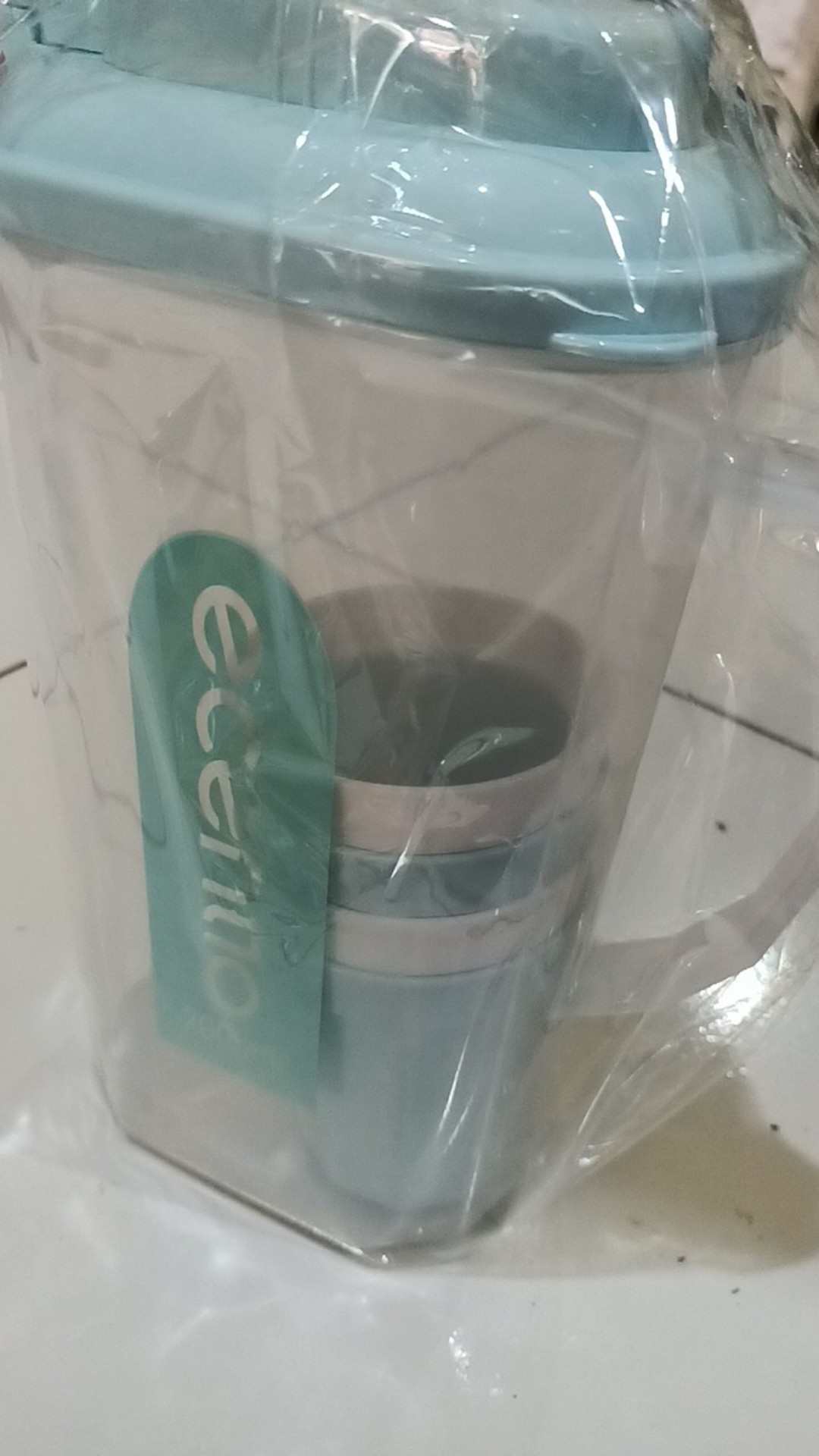 Ecentio 5 In 1 2l Teko Jus Air Teh Kopi Wadah Plastik Dengan 4 Cangkir 280ml/ Water Jug Bpa Free