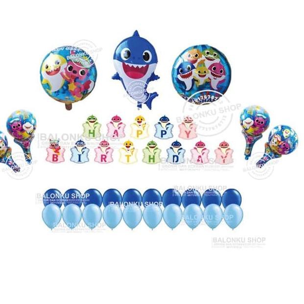 Paket Dekorasi Balon Ulang Tahun / Happy Birthday Tema Baby Shark