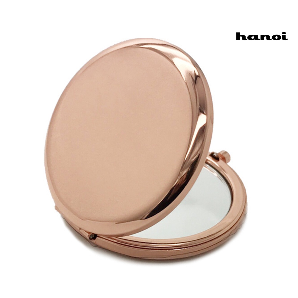 HQTM_Portable Round Metal Double Side Travel Pocket Mirror Women Beauty Makeup Tool