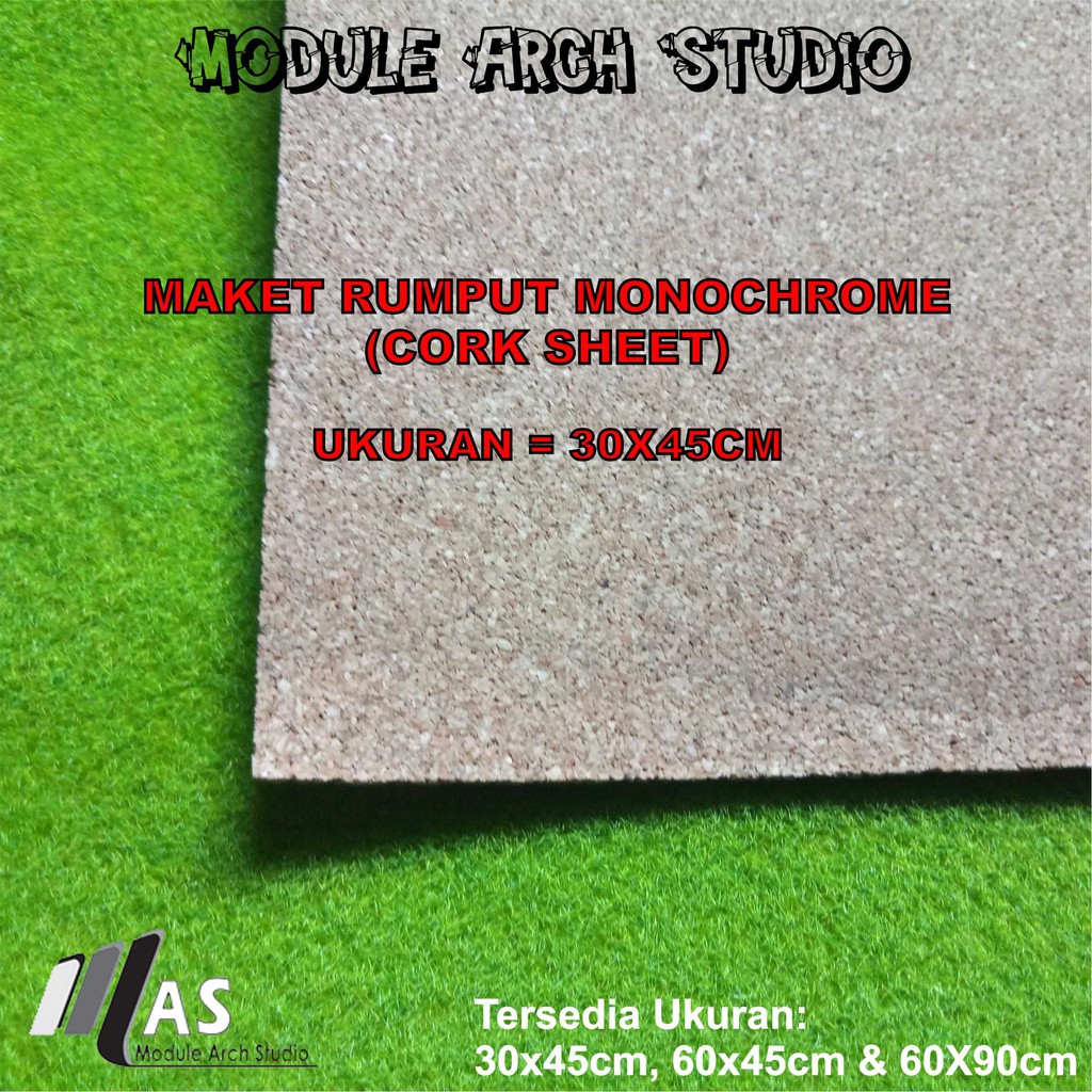 Maket Rumput Monochrome 30x45cm - Gabus Patah 1mm - Cork Sheet