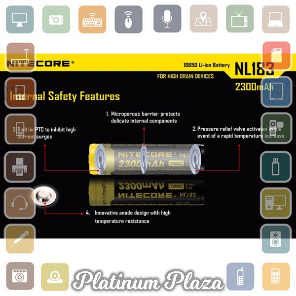 NITECORE 18650 Baterai Li-ion 2300mAh 3.7V - NL1823 - Black/Yellow`6QUJIQ-