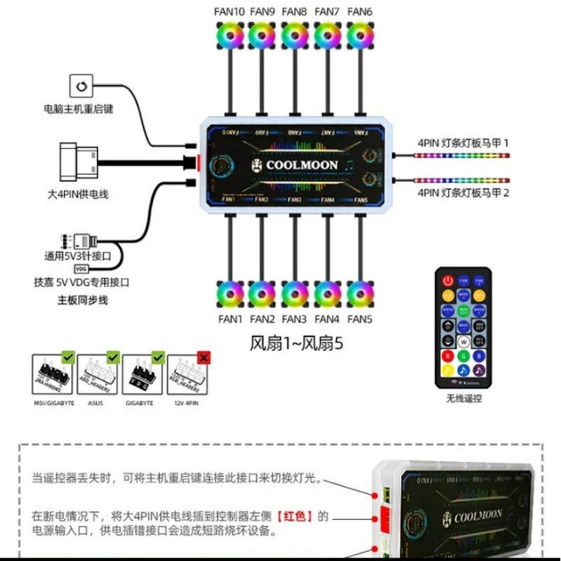 Coolmoon Controller Small 6Pin ARGB