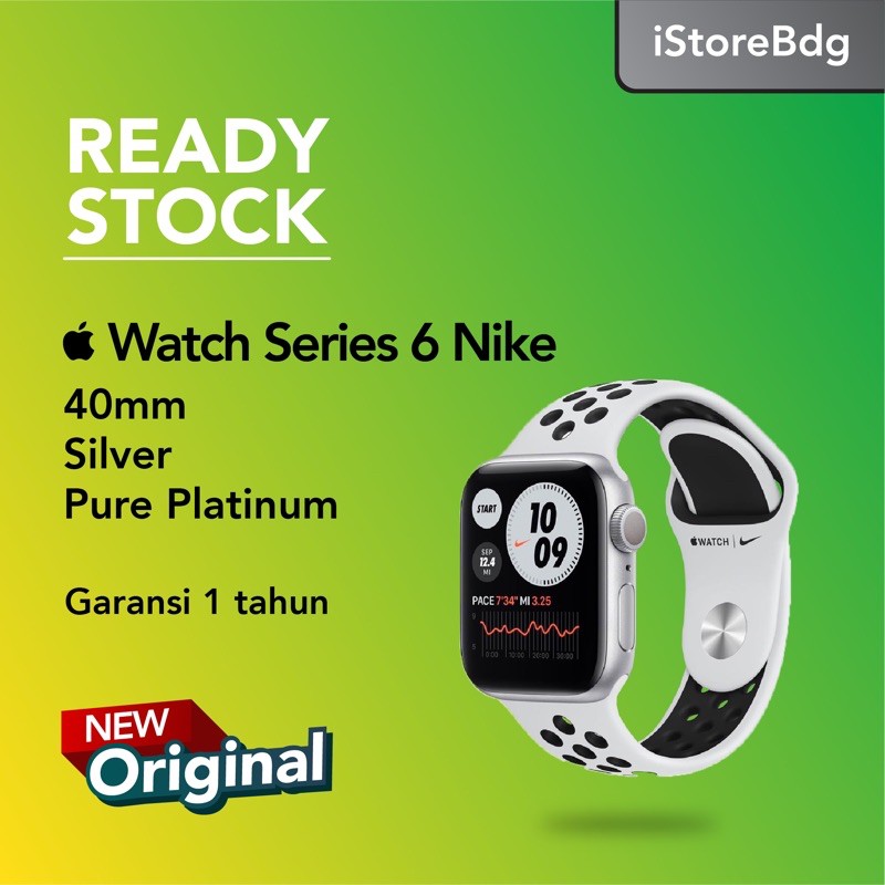 Apple Watch Series 6 Nike 40mm Silver With Pure Platinum Black Band Shopee Indonesia