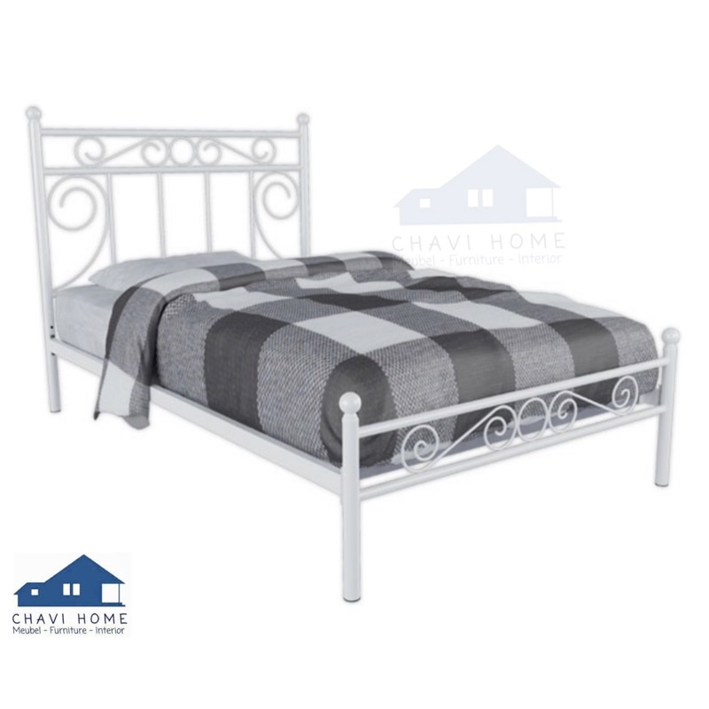 ranjang besi tempat tidur rangka besi divan besi white putih shabby bahan tebal kualitas top uk 120