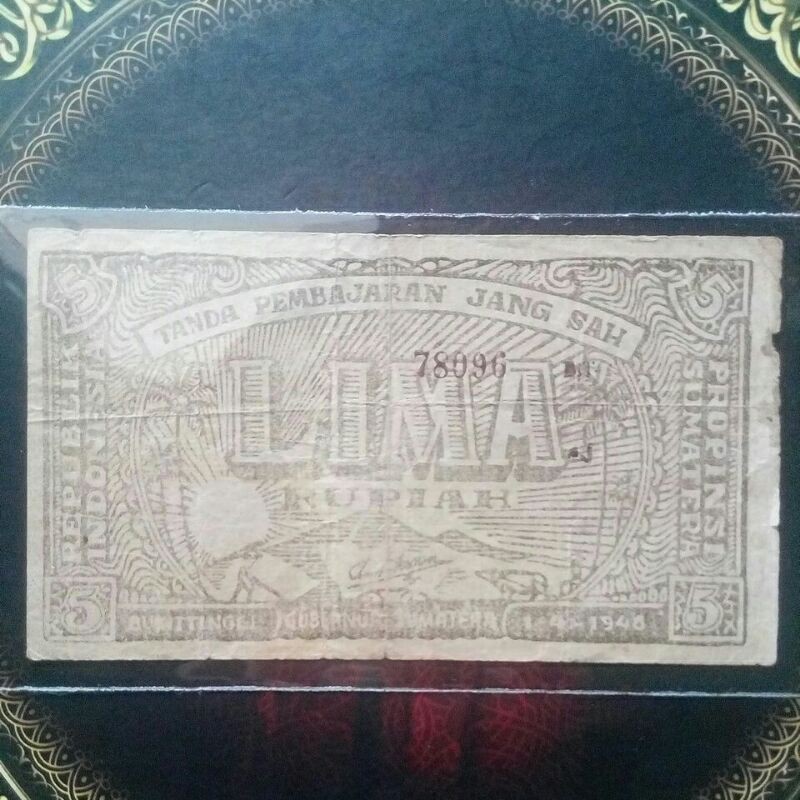 uang 5 rupiah orida bukittinggi 1946 f