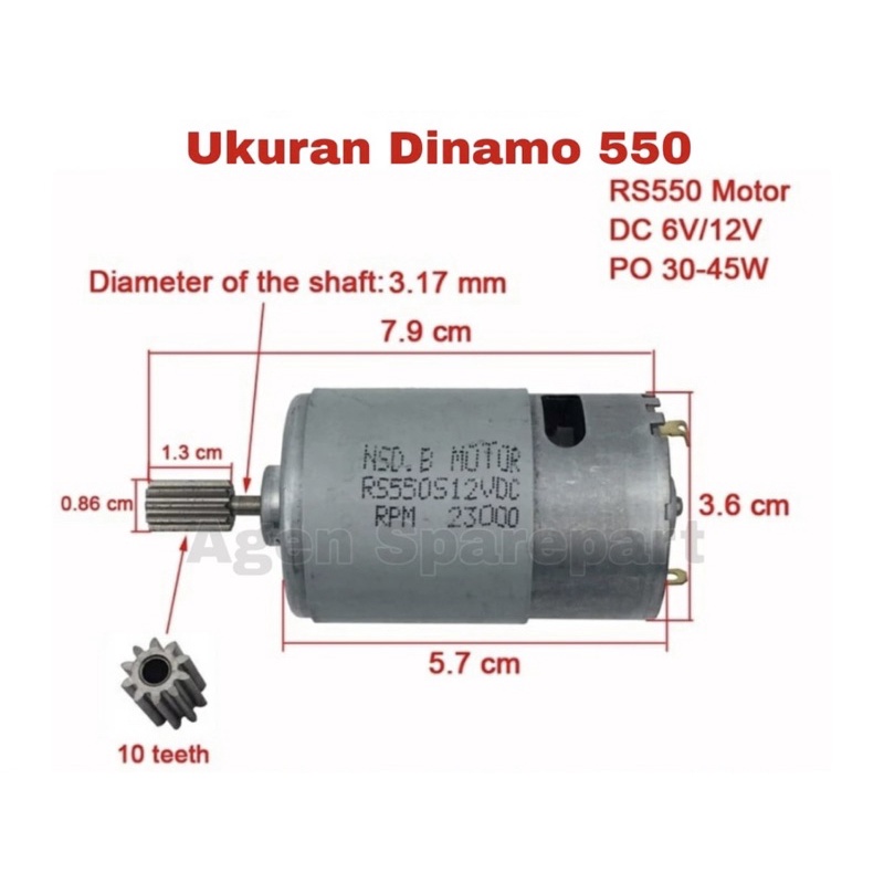 Dinamo Type 550 (Besar) Dinamo 12volt buat Mobil Motor Mainan Aki