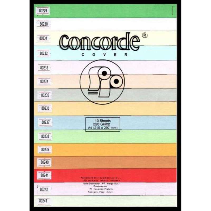 Kertas Concorde A4 90 gram ( SET = 20 LBR ) MULTICOLOR