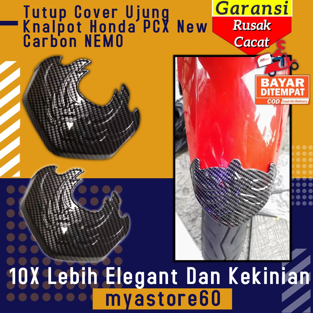 Tutup Cover Ujung Spakbor Depan Aksesoris Variasi Sparepart Honda PCX New Carbon NEMO