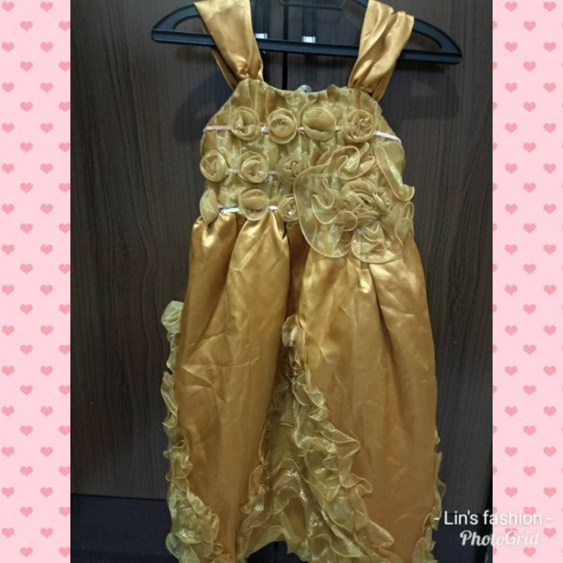 Dress pesta anak warna gold