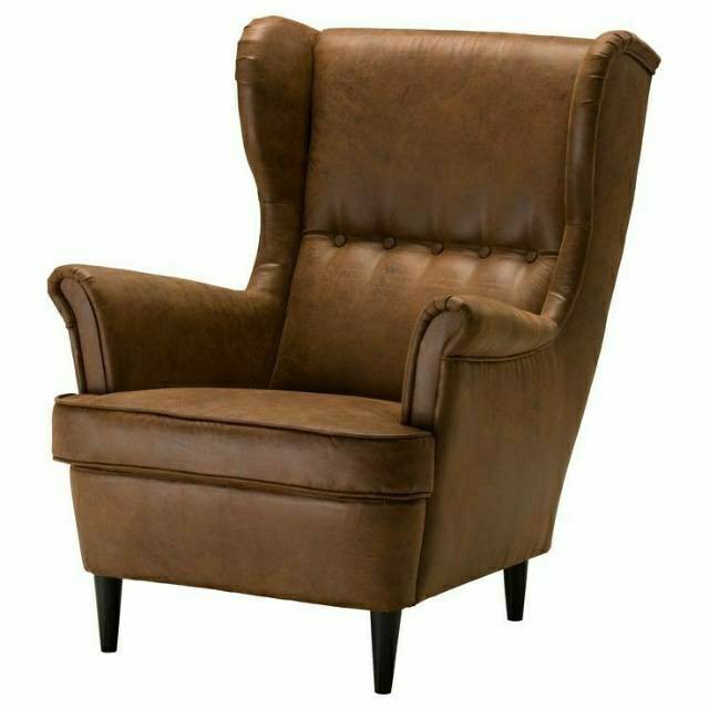 Sofa wing chair sofa single minimalis mewah kulit sintetis