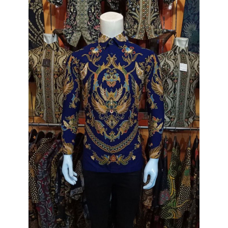 Kemeja Batik Pria Alisan Slimfit Motif Salur Lengan Panjang