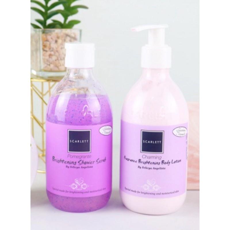 Paket Pemutih Tubuh Scarlett Whitening 2 In 1 (Lotion + Shower Scrub)