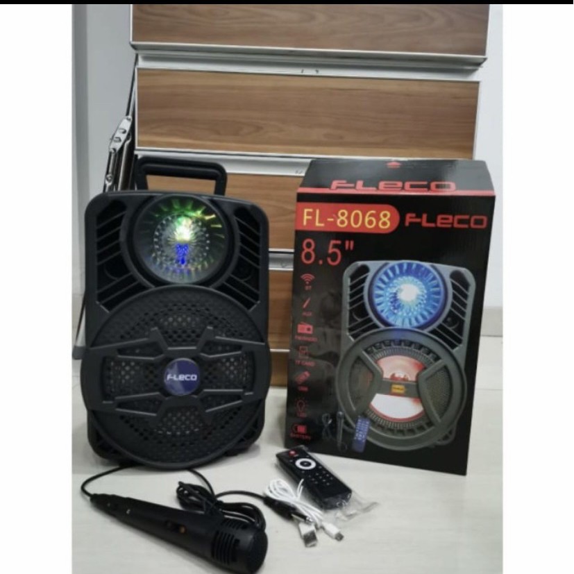 COD Speaker Bluetooth Karaoke Fleco 8.5 Inch F-8098 LED Bonus Mic/Speaker Fleco X Bass
