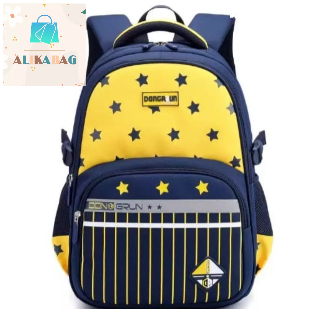 ALIKA  BAG - Tas Ransel Sekolah Anak Perempuan Laki - Laki Motif Bintang Salur