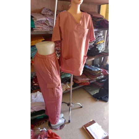 baju Jaga Cargo  / Dokter Lengan Pendek / Baju OK/baju jaga celana Cargo ready stok