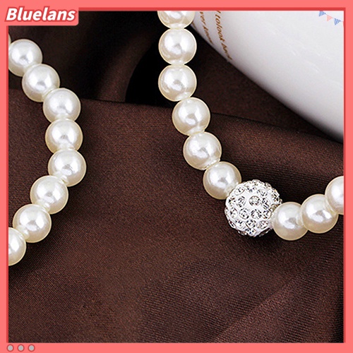Bluelans Women Bride Wedding Jewelry Set Crystal Faux Pearl Necklace Bracelet Earrings