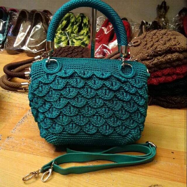 Tas Rajut Pesta Sisik Nilon Handmade