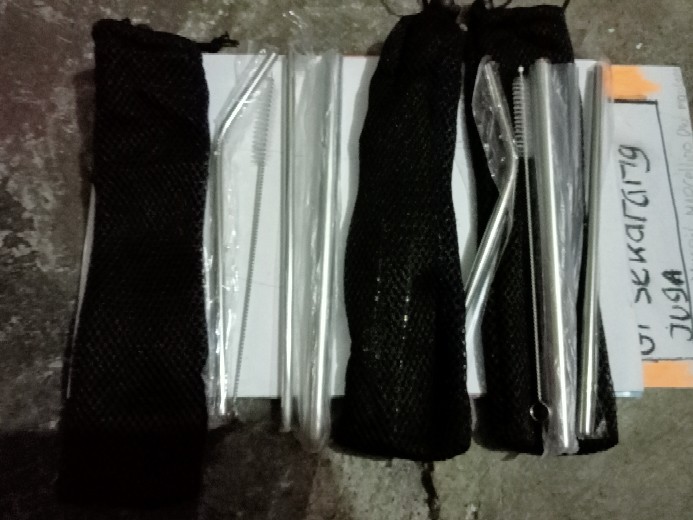 Sedotan Stainless Set Paket Komplit Boba Bubble Pouch