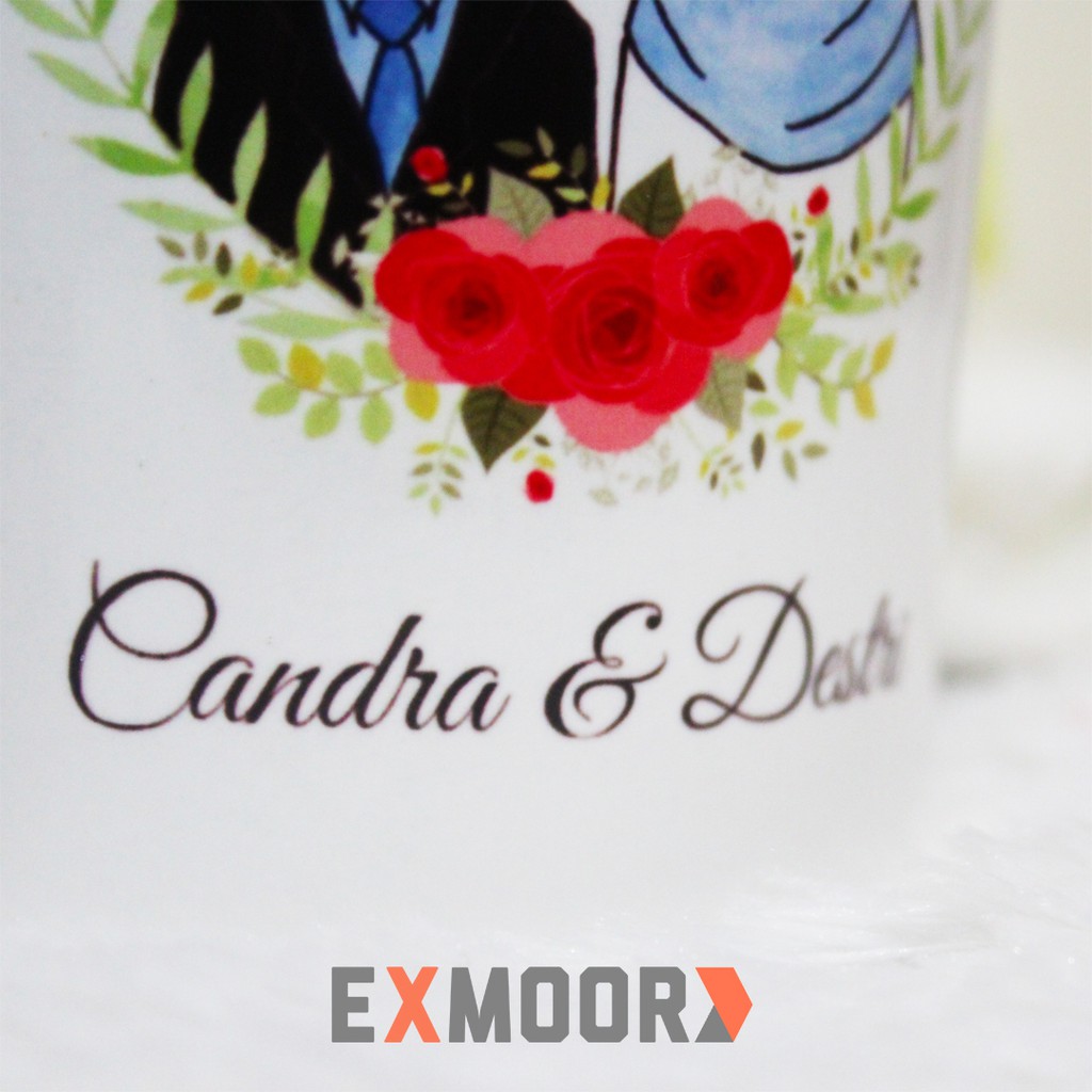 Kado Pernikahan Mug Couple Doodle Pengantin Hijab