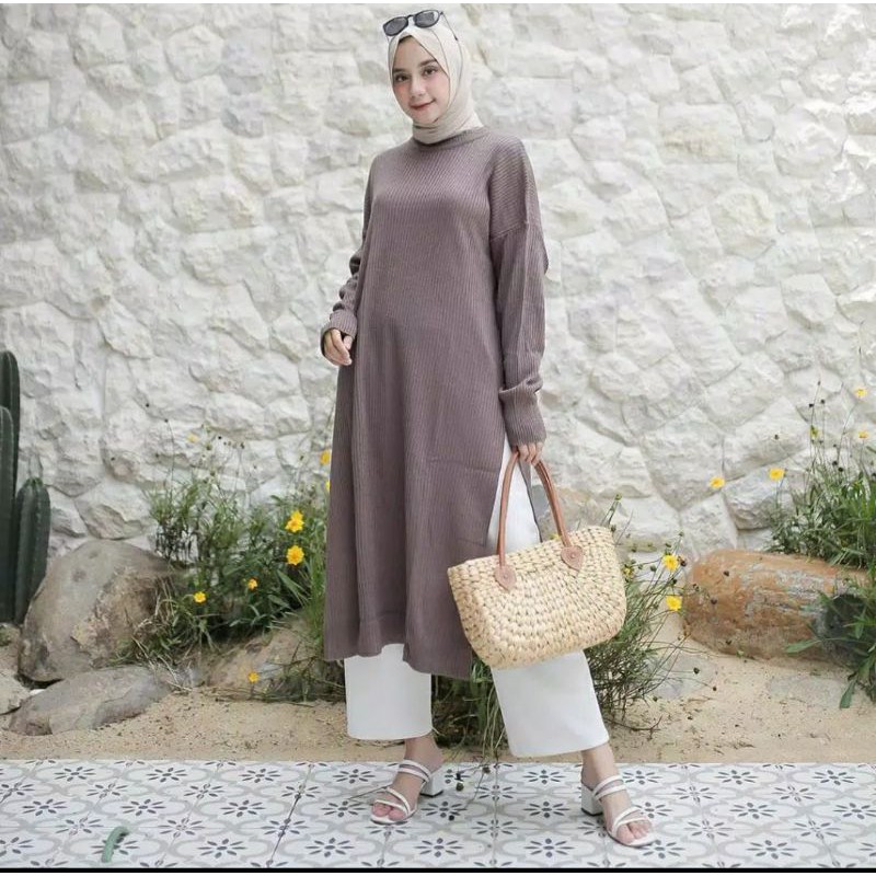 Long Tunik Slit / Dres Slit Rajut Belah Samping deasshop179