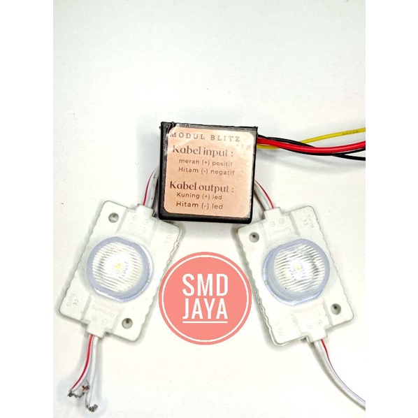 MODUL LAMPU LED KILAT /BLITZ PESAWAT +2 LED 1 MATA KOTAK 12/24VOLT