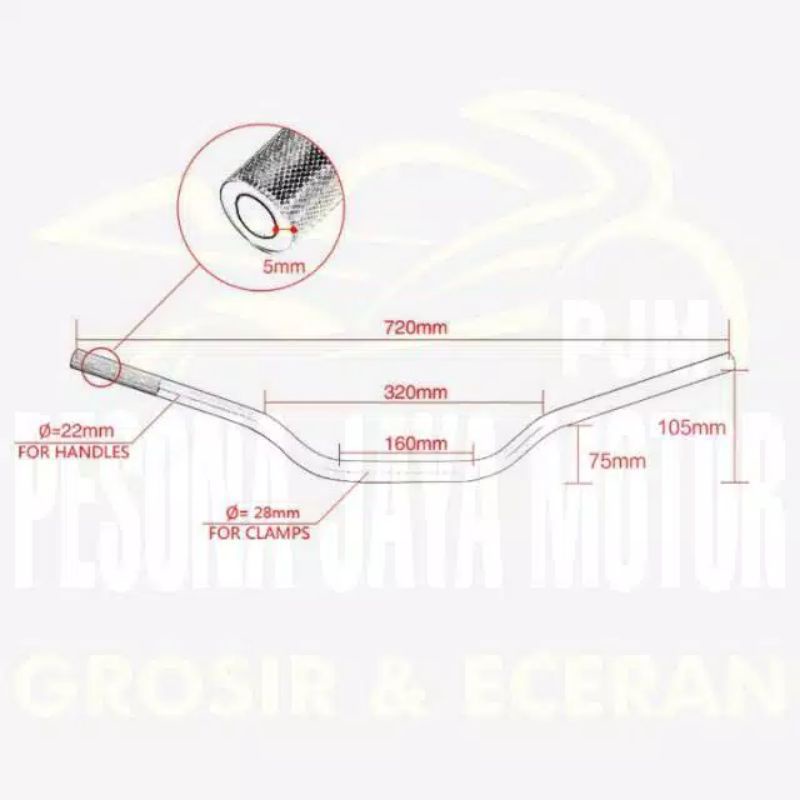 Stang Fatbar Protaper Type High/Stang Countour Touring Fastbikes Universal Semua Motor