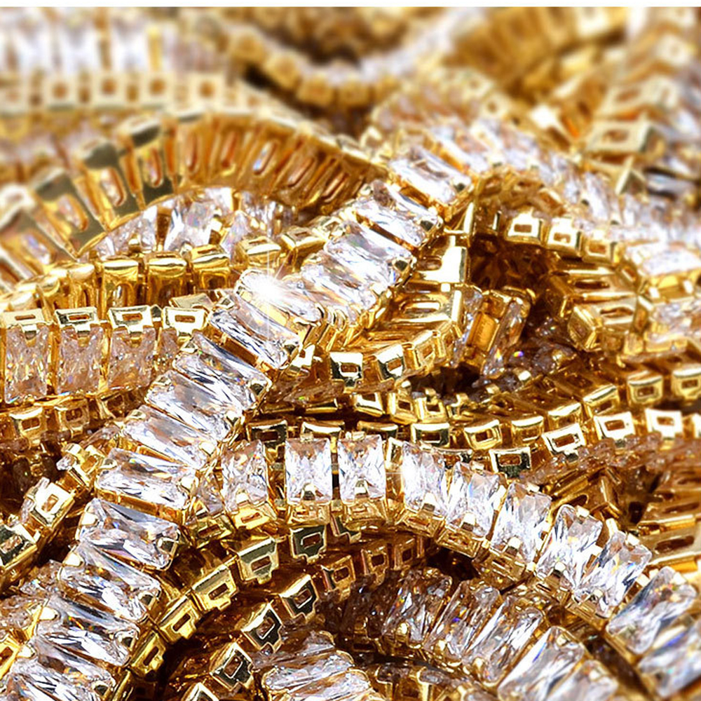 Mxbeauty Stiker Rantai Berlian Imitasi 3d Bahan Metal Warna Emas Untuk Dekorasi Nail Art