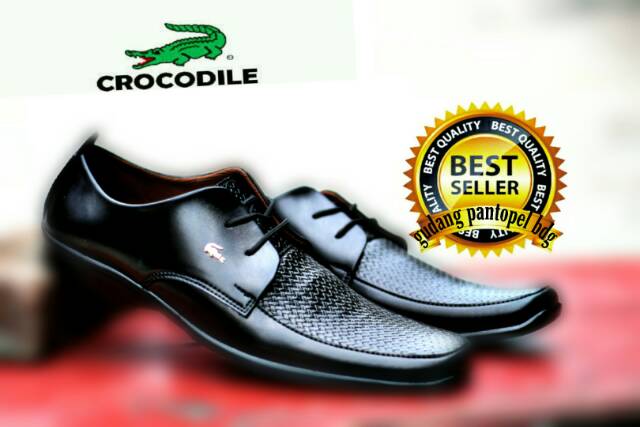 SEPATUPRIA [ CROCODILE ] PANTOPEL PREMIUM SWEDIAN HITAM FORMAL KERJA KANTORAN