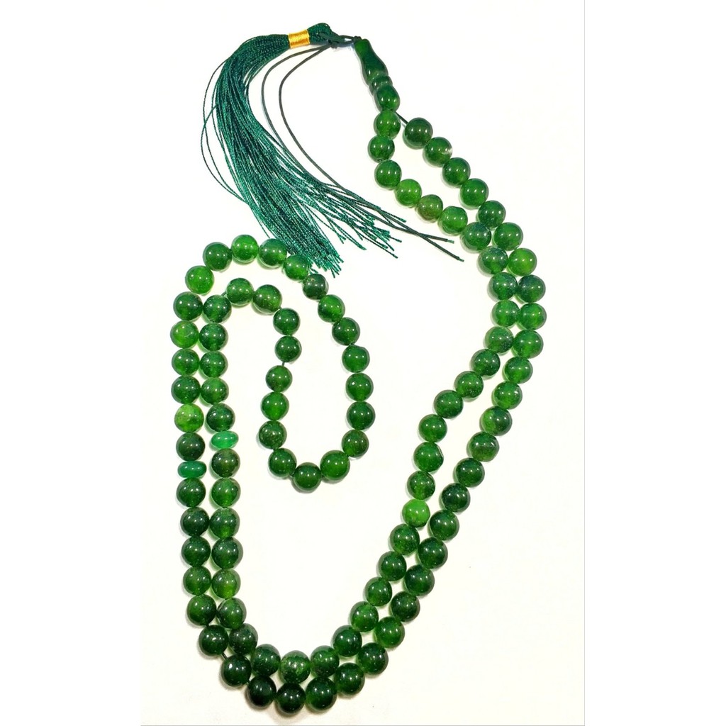 TASBIH NATURAL BATU GIOK JADE HIJAU LUMUT ASLI JAMINAN BERGARANSI